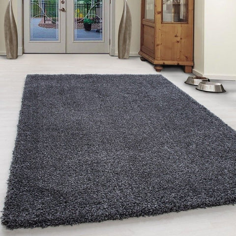 Shaggy Rug Modern Grey Bedroom Long Pile Carpet Round Fluffy New Mat Small Large