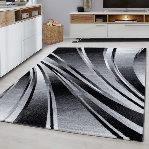 Grey Abstract Rug Modern Designer Pattern Carpet Room Floor Hall Mat Small Large