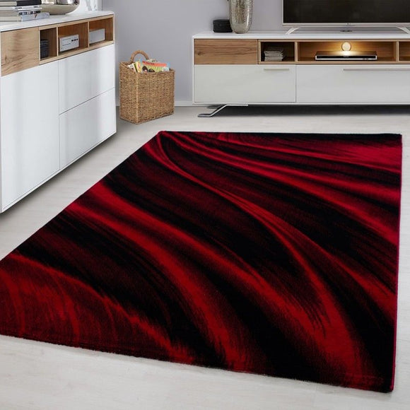Modern Rug Red Black Abstract Pattern Carpet Bedroom Runner Mats Small Large XL
