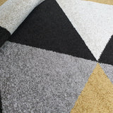 Yellow Grey Rug Small Large Geometric Patterned Carpet Mat Floor 