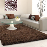 Shaggy Rugs Brown Fluffy High Pile Carpet Bedroom Round Floor Mat Small Large XL