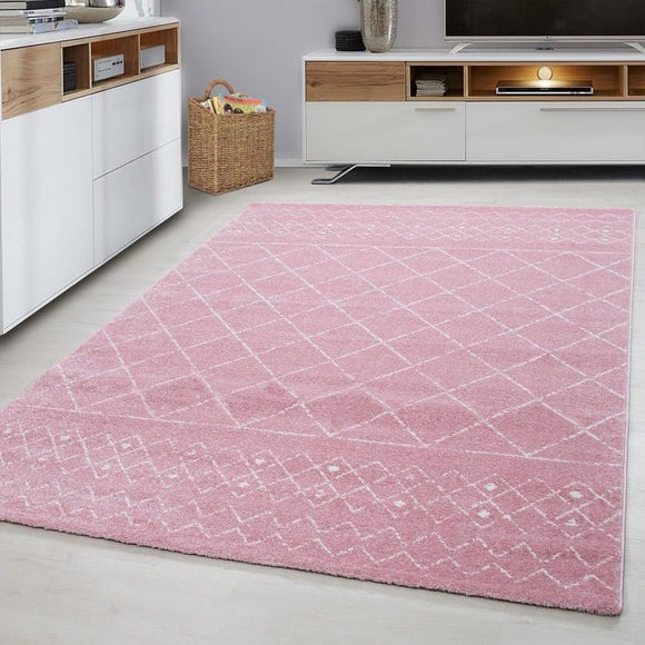 Pink Rug Mat for Living Room Modern Checkered Pattern Bedroom Carpet Small Large