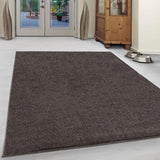 Modern Rug Plain Brown Mocca Woven Short Pile Carpet Badroom Living Room Area Lounge Mat Small Large XL