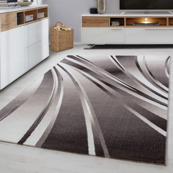 Abstract Rug Modern Brown Beige Cream Pattern Mat Small Extra Large Room Carpets