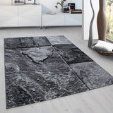 Geometric Rug Black Grey 3D Effect Pattern Carpet Bedroom Runner Mat Small Large