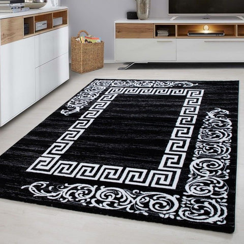 Modern Black Rug Oriental Pattern Carpet Room Lounge Hallway Mats Small Large XL