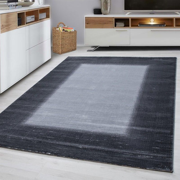 Modern Grey Rug Small X Large Border Design Carpet Living Room Hallway Mats New
