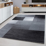 Check Rug Black and Grey Geometric Pattern Carpets Room Floor Mat Small Large XL