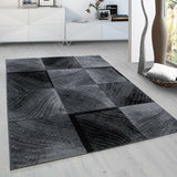 Geometric Rug Black Grey Check Pattern Floor Mat Modern Bedroom Hallway Carpets
