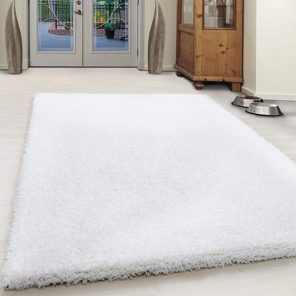 Cream Fluffy Rug Deep Pile Shaggy New Modern Mat Small X Large Round Room Carpet