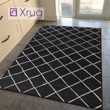 Black Flat Weave Rug Jute Look Diamond Berber Pattern Kitchen Rug Mat Halway Carpet Flat Pile