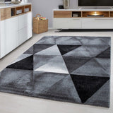 Geometric Rug Black and Grey Diamond Pattern Mat Small Large Living Room Carpets