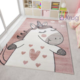 Pink Unicorn Rug Kids Animal Baby Nursery Carpet Childrens Play Girls Room Mats Pink White Cream Bedroom Floor