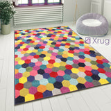 Multi Coloured Rug Large Geometric Mottled Pattern Floor Mat Bedroom Area Carpet