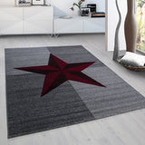 Star Rugs Red Grey Modern Check Design Mat Small X Large Living Room Hall Carpet