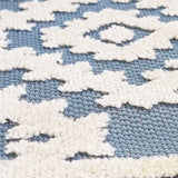 Outdoor Rug UK Light Teal Blue Greek Key Trellis Carpet Plastic Mat for Garden Patio Gazebo Decking