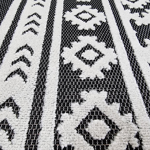 Black and White Outdoor Rug Diamond Large XL Small Carpet for Decking Garden Patio Balcony Gazebo Mat