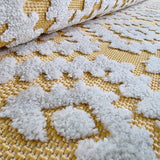 Outdoor Rug UK Yellow Greek Key Trellis Carpet Plastic Mat for Garden Patio Gazebo Decking
