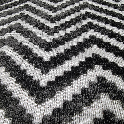 Outdoor Rug UK Black Grey Zig Zag Carpet Plastic Mat for Garden Patio Gazebo Decking
