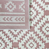 Outdoor Rug UK Dusky Pink Greek Key Trellis Carpet Plastic Mat for Garden Patio Gazebo Decking