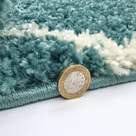 Fluffy Rug Blue Teal Shaggy Soft Thick Large Small for Living Room Bedroom