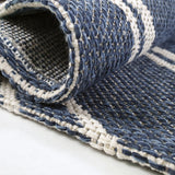 Cotton Rug Navy Blue Diamond Pattern Washable Modern Woven Mat Carpet Small Extra Large