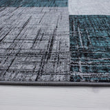 Check Rug New Modern Silver Grey Blue Geometric Pattern Carpet Bedroom Floor Mat