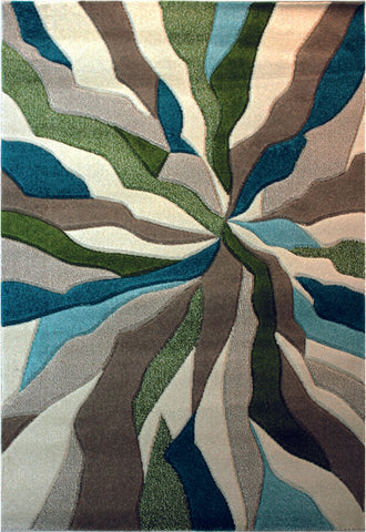 Modern Rugs Green Beige Blue Thick Carpet Contour Pattern Abstract New Room Mats