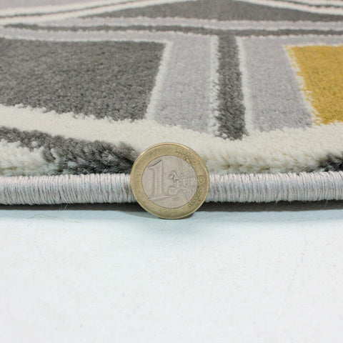 Grey Yellow Rug Geometric Ochre Mustard Modern Pattern Carpet Room Floor Mat New