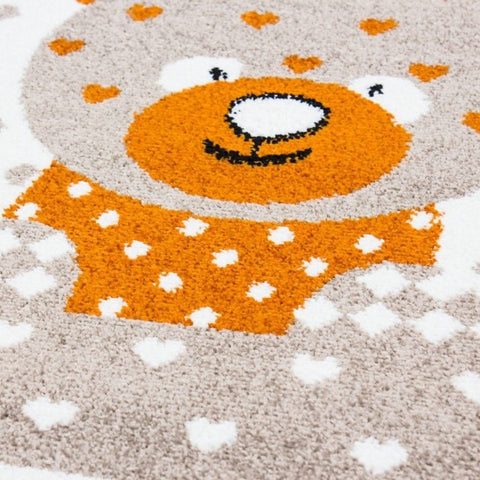 Childrens Animal Rug White Beige Orange Baby Nursery Mat Kids Play Room Carpets