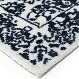 Vintage Rugs Soft White Navy Blue Microfiber Carpet Large Living Room Floor Mat