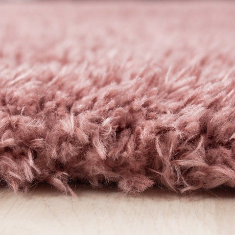 Fluffy Rug Plain Dusty Pink Deep Pile Shaggy Mat Modern Living Room Carpet Round