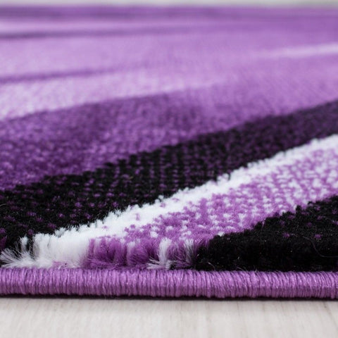 Modern Rug Designer Black and Purple Abstract Pattern Carpet Bedroom Hallway Mat