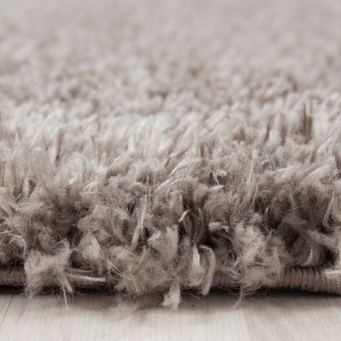 Shaggy Rug New Modern Plain Beige Carpets Long Pile Living Room Round Fluffy Mat