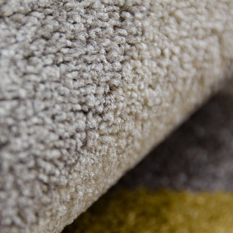 Mustard Yellow Grey Rug Chevron Zig Zag Woven Short Pile Carpet Mat for Living Room & Bedroom