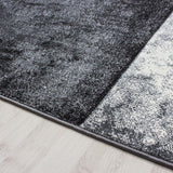 Check Rug Modern Silver Grey Geometric Pattern Mat for Living Room Lounge Carpet
