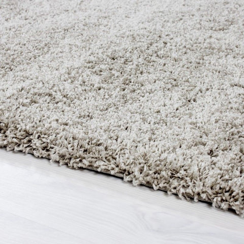 Round Fluffy Rug New Modern Beige Deep Pile Shaggy Mat Runner Room Floor Carpets