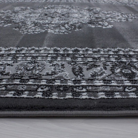 Grey Traditional Rug Oriental Pattern Border Design Carpet Dining Room Area Mats