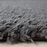 Shaggy Rug Grey Plain Bedroom High Pile Carpet Small X Large Round Fluffy Mats