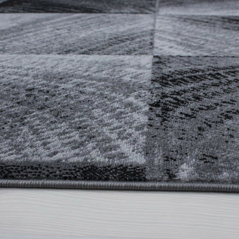 Geometric Rug Black Grey Check Pattern Floor Mat Modern Bedroom Hallway Carpets
