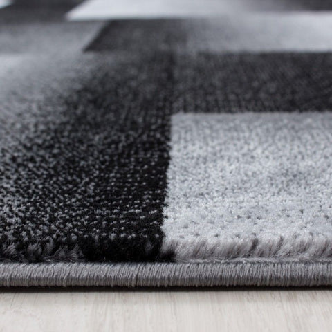 Geometric Rug Modern Black Grey Pattern Carpet Living Room Hall Mats Small Large