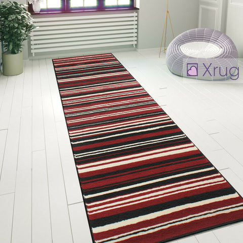 Modern Pattern Rug Striped Red Black Woven Mat Dining Room Hall Runner Carpets