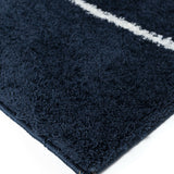 Navy Rug Blue White Shaggy Machine Washable Very Soft New Living Room Carpet Mat