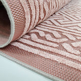 Outdoor Rug Plastic for Garden Patios Gazebo Trellis Greek Key Dusky Pink Woven Mat