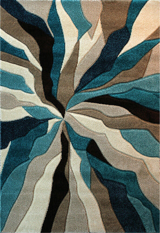 Modern Rug Teal Grey Beige Black Contour Cut Pattern Thick Floor Mat Small Large