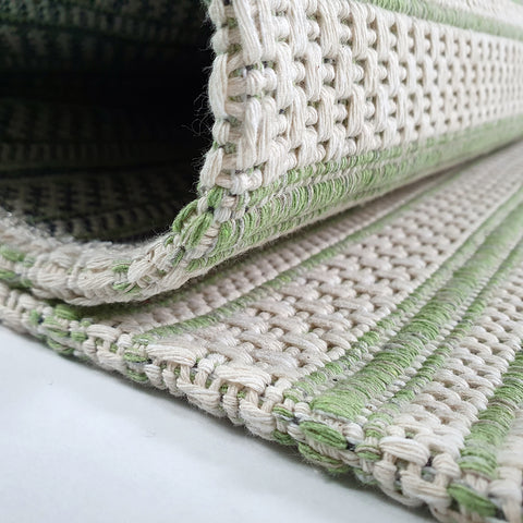 Cotton Rug Green Cream Striped Washable Rugs Flat Weave Carpet Woven Mat Runner Small Large