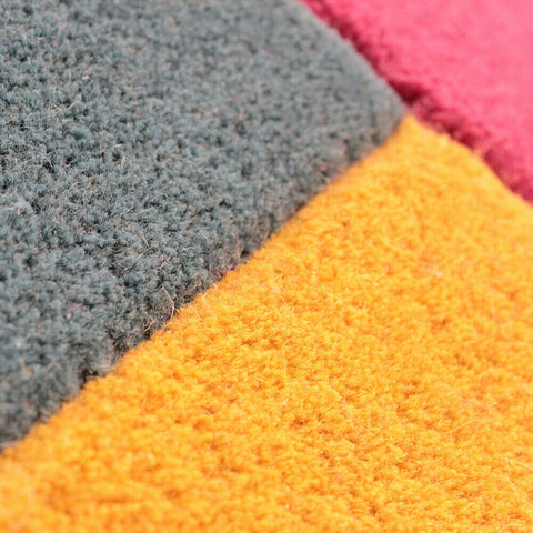 Mulitcoloured Wool Rug Thick Geometric New Carpet Bright Living Room Bedroom Mat