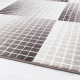 Brown and Beige Rug Modern Geometric Check Pattern Carpet Living Room Runner Mat