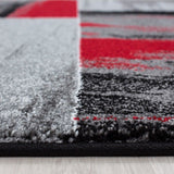 Modern Rug Red Black Grey Check Pattern Carpets Lounge Runner Mat Small Large XL