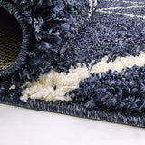 Shaggy Rug Navy Blue Thick Soft Fluffy Carpet Large XL Small Geometric